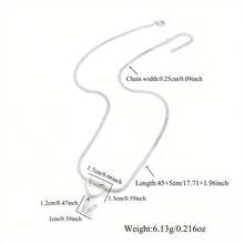1件新款经典镂空心形吊坠项链，不锈钢鱼骨链，女士款 - 銀色 - 查看 2