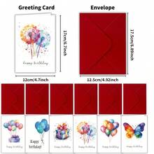 6 طقم بطاقات عيد ميلاد ملونة بألوان نمط مائية مع مغلفات، بطاقات ملاحظات فارغة لعيد الميلاد بكميات كبيرة للعائلة والأصدقاء والزملاء