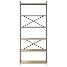 Librería Larryhot Roble Sonoma 80 x 30 x 188 cm Madera de ingeniería, resistente y duradera, fácil de montar, estilo decorativo, adecuadA, Para guardar adornos, figuras, libros, pequeños objetos, etc. - Marrón - Ver 5