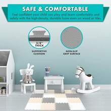 ProsourceFit Tapete de Ejercicio, Baldosas de Espuma EVA Encajables, Piso Protector y Amortiguador para Equipos de Gimnasio, Ejercicio y Área de Juego - Blanco/Gris/Beige - 16 Azulejos - Ver 5