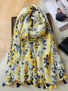 1 chiếc khăn choàng cổ bằng vải lanh in họa tiết đơn giản dành cho nữ, khăn quàng cổ ấm áp mùa thu/đông mới, khăn choàng dài thời trang, khăn che nắng đi biển, khăn choàng đa năng. - Nhiều màu - Xem 13