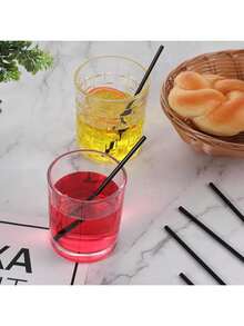 500/400/300/200/100/50 Black Disposable Plastic Short Straws, Solid Color, Thin Straws, Used For Cocktails, Juices, Beverages, Coffee, Straight Mouth Halloween/Christmas Party Supplies