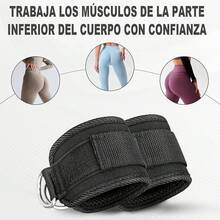 Reforzada Doble Anilla en D, Correas Acolchonadas,Elástico Ajustable,Correas de Tobillo de Fitness para Máquinas de Cable, Patada de Cadera Hacia Atrás y Estiramiento de Piernas Ejercicio para Hombres y Mujeres - Negro - Ver 9
