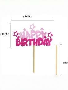 9pcs Pink & Blue Star Cake Toppers, Party Dessert Decorations, Happy Birthday Decor Suitable For Birthday, Holiday Party, Gathering Cake Decorations - Multicolor - View 4