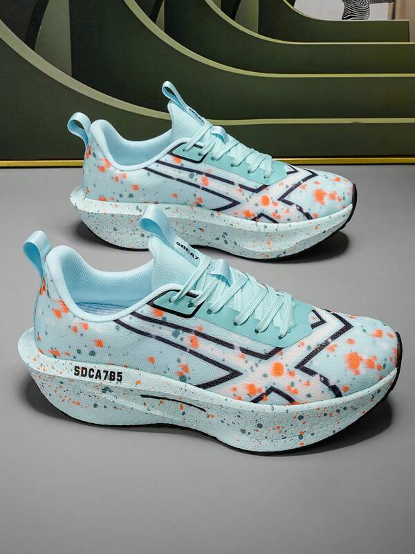 Tênis de corrida masculino - Sola plataforma grossa, material de tecido e suporte de arco, casual/esportivo/uso diário para todas as estações - preto com palmilha que absorve impactos e sola de tração - versátil para o dia a dia e ocasiões especiais - design de cano baixo com bico redondo, fecho slip-on, sola de borracha, forro de tecido respirável, tênis chunky da moda, calçados masculinos de sola grossa, tênis de ginástica masculinos, calçados esportivos masculinos