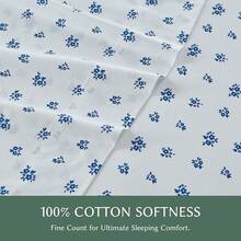 Black Sheets, Deep Pocket, 1800 Thread Count, Soft Breathable, Cute Printed Boho Farmhouse Bed Sheets, Up To 18 Inch - Plumbago Blue - View 8