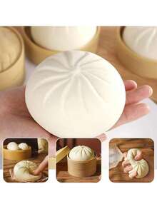 1/2pcs Dumpling Shaped Soft Cute Stress Relief Toy, Dumpling Shaped Squeeze Stress Ball, Steamed Bun Shaped Squeeze Stress Relief Toy, Dough Ball Soft Cute Dumpling Shaped Sensory Stress Relief Toy, White Soft Cute Bun Adult Gift - Multicolor - View 7