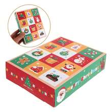 5 Piezas/Sets Cajas de regalo creativas de Navidad Cajas de regalo de 12 compartimentos Caja de calendario de adviento Perforada con el dedo Cajas de Navidad para regalos DIY Feliz fiesta de Navidad - Multicolor - Ver 10