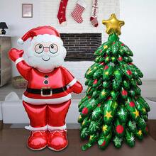 2 piezas de globos de árbol de Navidad, Papá Noel, muñeco de nieve, adecuados para Navidad, bodas, cumpleaños y celebraciones de Año Nuevo, apropiados para decoración navideña interior y exterior del hogar, decoraciones de fiesta de invierno de Año Nuevo, mejor regalo de Navidad