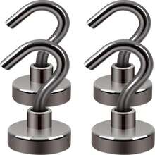 Neosmuk Magnetic Hooks,30lb Heavy Duty Earth Magnets With Hook For Refrigerator, Extra Strong Cruise Hook For Hanging, Magnetic Hanger For Cabins, Grill (Gunblack, Pack Of 4) - MàuE - Xem 1