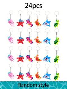 24 piezas - Llaveros de criaturas marinas para fiesta, llaveros de dibujos animados, adecuados para recuerdos de fiesta, artículos de vacaciones, regalos para volver a la escuela, obsequios reutilizables para fiestas de cumpleaños, relleno de bolsas, adornos de fiesta, playa de verano, fiesta de piscina, regalos de vacaciones, Día de la Madre, Graduación