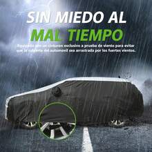 Cubierta para Auto,Funda de Coche Exterior para SUV, Funda para Coche con Cremallera Antiarañazos, Lona para Auto Impermeable, Antipolvo, Antilluvia y Antiuv, Protege tu Coche de Arañazos - Negro plata - Ver 2