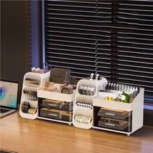 Trapezoid Multifunctional Storage Rack, Stackable Desktop Stationery Organizer Box For Student Dorm Desk Office Supplies Pen Holder Office Accessories - Multicolor - View 4