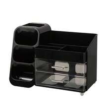 Trapezoid Multifunctional Storage Rack, Stackable Desktop Stationery Organizer Box For Student Dorm Desk Office Supplies Pen Holder Office Accessories - Multicolor - View 10
