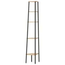Estante de esquina de 5 niveles Larryhot marrón claro y negro 45,5 x 31,5 x 180 cm, resistente y duradero, fácil de montar, estilo decorativo, adecuado para guardar adornos, figuras, libros, artículos pequeños, etc. - Marrón - Ver 5