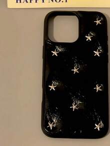 星合金真皮奢华黑色时尚手机壳，韩版ins风，真皮刺绣蝴蝶结，兼容 16 Pro Max、 15、 14、 13，奢华独特小品牌防摔保护套，生日礼物、派对礼物、妈妈礼物 - 黑色 - 查看 5