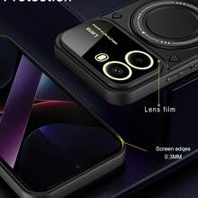 Protective Case With Ring Holder & Large Camera Cutout For Xiaomi POCO X7 Pro 5G, Shockproof Tempered Glass Back Cover - Black - View 5