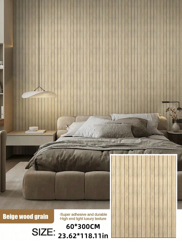 1pc 15.7in X 118in/13 Sq Ft Thick Vinyl Wood Grain Peel And Stick Wallpaper, Waterproof Self-Adhesive Striped Tile Rolls For Kitchen, Living Room, Office And Bedroom (Gray And Brown) Wall Art Decor, Home Decor, Living Room Wallpaper, Wall Decals, Party Decor, Bedroom Office Decor, Home Decor, Bathroom Decor, Room Decor - Multicolor - View 20