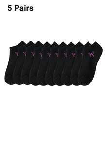 1/5/8/12/15 双装男女通用领结图案白色运动/隐形袜，情侣礼物，春夏假日（不含白色卡片） - 彩色 - 查看 9