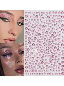 1 件多尺寸绿色 3D 人造宝石面部珠宝贴纸，DIY 音乐节 Y2K 化妆服装派对面部宝石装饰 - 綠色 - 查看 9