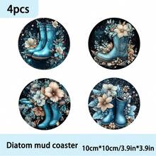 1 set/4 buc/6 buc/300 buc cizme albastre cu model de flori și stele, suporturi pentru pahare de noroi cu diatomee, suporturi pentru cafea, decorațiuni multi-ocazie pentru casă și restaurant, cadouri zilnice, decorațiuni de masă, decorațiuni zilnice, decorațiuni pentru petreceri tematice