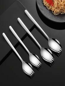 1/6/12 Stücke Multifunktions-Salatbesteck, Gabel-Löffel-Kombination mit langem Griff, kreative Essbesteck-Sets aus Fruchtgabel, Suppenlöffel und Rührlöffel, Nudel-Gabel-Löffel-Set