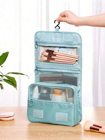 1pc Multi-Functional Travel Toiletry Bag, Portable Makeup Organizer Bag, Hanging Cosmetic Bag With Multiple Layers For Makeup Brushes, Handheld Bag, Large Capacity Perfume Storage Box, Waterproof Toiletry Bag For Toiletries, Pens, Eyeshadow Brushes, Sanitary Napkins, Lipsticks, Cosmetic Pencils, Lip Gloss, Skincare Products, Digital Products, Great Gift For Mother's Day, Christmas, Valentine's Day, Suitable For Mothers, Friends, Teachers