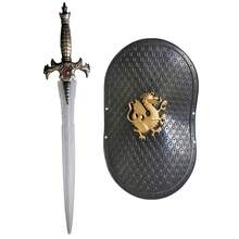 2pcs Unisex Medieval Prince Riding Accessory Set, Plastic Shield And Sword Costume Props, Suitable For Halloween, Carnival, Warrior Role Play, Renaissance Party