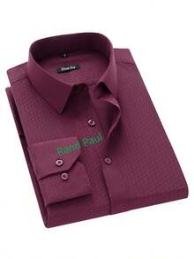 Rand paul Camisa Social Slim Fit Masculina Manga Longa de Negócios Elegante com Estampa Discreta para Escritório e Trabalho