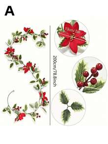 1 pieza Guirnalda de Navidad artificial - Flores y enredadera de bayas realistas con hojas verdes, fácil de colgar, perfecto para un ambiente festivo - Ideal para Navidad, aniversario, boda, cumpleaños, decoración de arcos y paredes