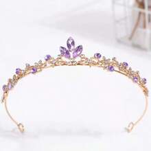 1 chiếc băng đô vương miện công chúa 3D đính đá lấp lánh dành cho nữ, phụ kiện tóc sinh nhật thanh lịch, vương miện, vương miện cài tóc, vương miện hóa trang, vòng hoa cài tóc, dây cài tóc, phụ kiện đội đầu, vòng cài tóc, vương miện cài tóc, đám cưới, quà tặng cho phù dâu, phong cách dự tiệc, phụ kiện tóc cho nữ - Màu tím - Xem 5