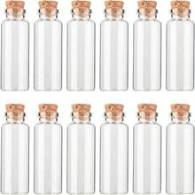 12PCS Mini Glass Bottle With Wood Cork Stoppers,30ml DIY Dration Glass Jars For Halloween Drations,Wedding Party Favors,18210820 - 摩卡棕 - 查看 1