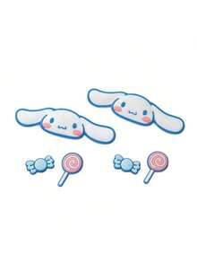 Sanrio 8 piezas Flor de agujero de dibujos animados de Sanrio Cinnamoroll, decoración desmontable versátil para sandalias/pantuflas, accesorios para zapatos, decoraciones, decoración de bolsos, regalo de fiesta de cumpleaños/vacaciones, accesorios de Halloween, accesorios lindos para botas, accesorios para zapatos de novia de tacón para la boda