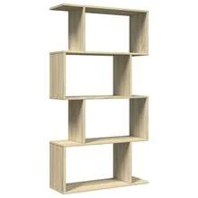 Estante divisor de ambientes de 4 niveles Larryhot en roble Sonoma, 70 x 24 x 129 cm, resistente y duradero, fácil de montar, estilo decorativo, adecuado para guardar adornos, figuras, libros, artículos pequeños, etc. - Marrón - Ver 7