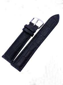 1pc Black Crocodile Embossed Fashion PU Polyurethane Watchband, For Watch Decoration - Black - View 7