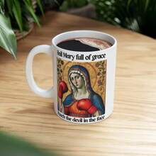 Gracious Virgin Mary Catholic Mug - Boxing Glove Design,  Virgin Mother Of Jesus, Perfect Gift For Priests And Deacons, White Coffee Cup With Inspirational Quotes - Image Color - View 3