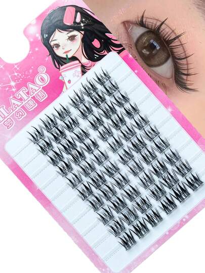 60PCS Double-Tip Wheat Spike False Eyelashes – Natural Wispy & Fluffy Lashes For Bigger Eyes, Reusable Strip Lashes For Daily Makeup