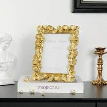 Picture Frame Vintage Gold Frames, Ornate Leaf Textured Hand-Crafted Resin With Glass Front, Gold Picture Frames For Tabletop Display, Retro Design Home Decor - Gold - View 1
