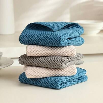 超细纤维清洁布，玉米粒设计，新型强力去油污，多色，干湿两用，快干厨房毛巾，家用清洁抹布