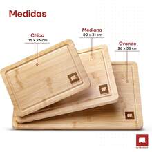 Juego 3 Tablas para Picar de Madera de Bambú. Tablas de Cocina para Cortar Premium, Gruesas, Duraderas y Resistentes, con Ranura Anti Escurrimiento y Diseño Ergonómico. 100% Biodegradables - Jumbo - Ver 12