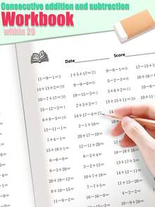 5pcs Reusable Math Practice Notebooks. Suitable For Elementary Grade 1-3 Math Workbooks, Addition & Subtraction Practice Books, 32-Day Timed Addition & Subtraction Arithmetic Practice Notebooks