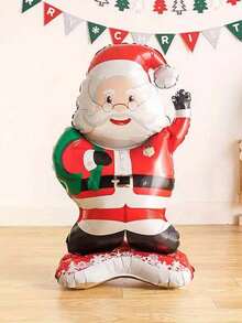 Joivida 1 个巨型 47 英寸圣诞老人派对气球 - 重型立式装饰（红色和绿色、圣诞服装、工作坊背景） - 易于安装，适合圣诞节、生日、活动 - 室内/室外装饰、节日场合、节日设计、耐用铝箔材料、可重复使用、家庭庆祝装饰圣诞气球 - 彩色 - 查看 5