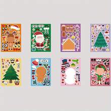 8/16pcs Christmas Stickers, Christmas Tree, Santa Claus, Snowman, Reindeer, House Stickers, DIY Decor Stickers, Holiday Party Toys Stickers