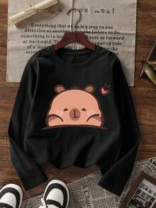 3 件套青少年女孩印花长袖 T 恤，适合秋冬季青少年女孩，年轻学生服装，适合外套和分层穿着 - 彩色 - 查看 6