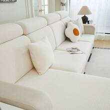 1pc Elastic Elastic Sofa Cushion Cover For All Seasons, Anti-Slip Sofa Cover, Living Room Sofa Protective Cover Suitable For L-Shaped Sofa And 1234-Seater Sofa - Beige - View 5