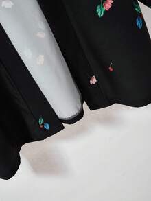 Retro Japanese Style Loose Floral Print Kimono Cover Up, Versatile Romantic Beach Cover-Up, Lightweight Summer Vacation Robe - Black - View 7