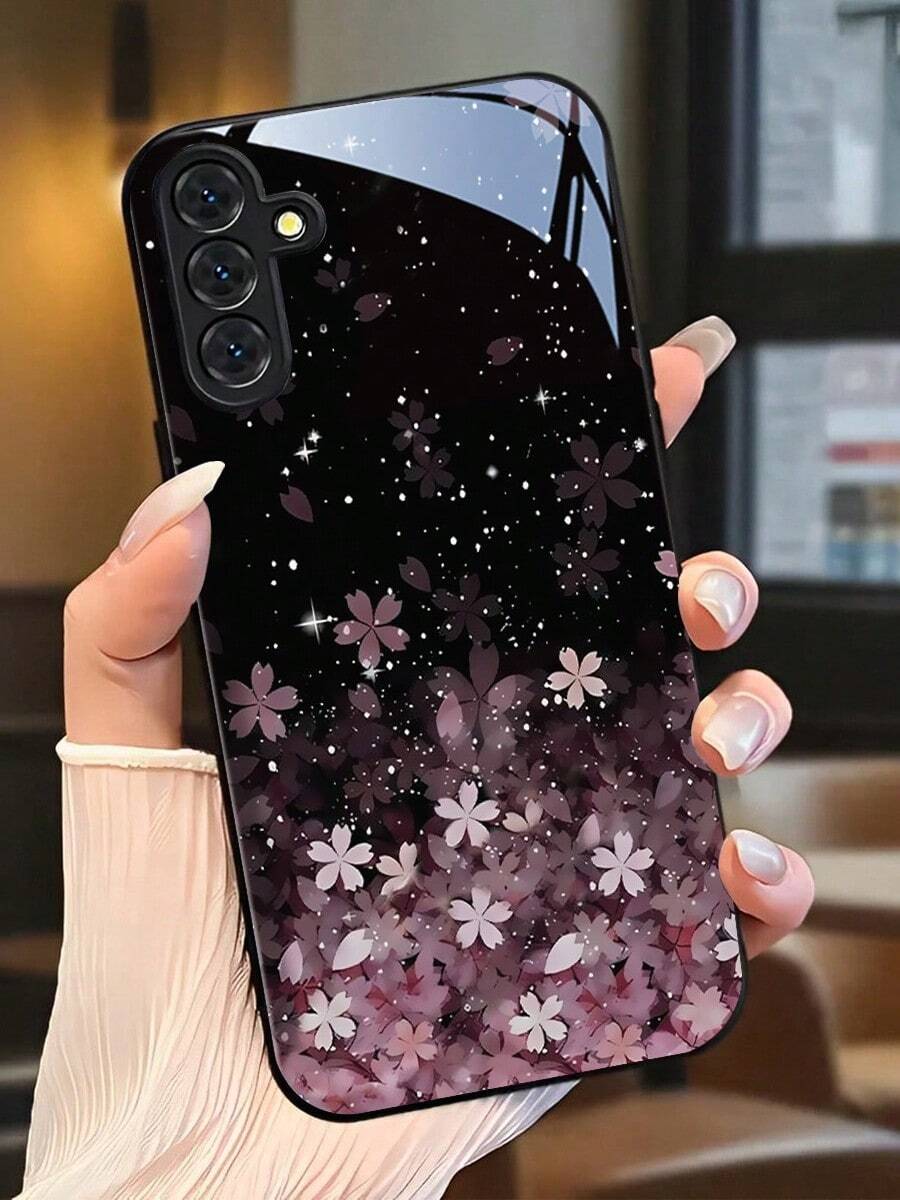 A Purple Flower Phone Case With Glass Texture. Suitable For IPhone17,16, 15, 14, 13, 12, 11, Pro Max Plus, Galaxy 25/24/23/22/21/ULTRA/PLUS/FE/Able-Pri71/56/55/54/53/52/36/35/34/26/25/23/16/15/14/13/06. Tailor-Made Phone Case For Fashionable Perfection. - Nhiều màu - Xem 1