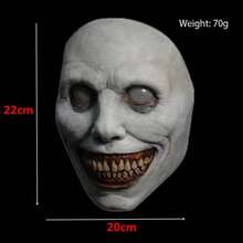 1 pieza Máscara de Demonio Sonriente (QMR), Máscara de Disfraz Aterrador, Máscara de Látex de Demonio de Ojos Blancos para Disfraz de Halloween