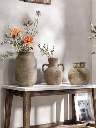 1 pieza Jarrón de cerámica estilo Wabi Sabi, centros de mesa, decoración de estilo bohemio para el hogar, adecuado para arreglos florales de escritorio en salas de estar, comedores, oficinas, dormitorios, jarrones rústicos para exteriores, decoración del hogar, decoración de habitaciones, jarrón de flores, jarrón de vidrio
