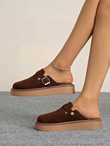 Mules de mode casual confortables à bout rond et semelle épaisse, nouvelle collection printemps pour femmes